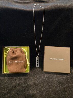 Ross Simons Sterling Silver 18" Roman Numeral Bar Necklace w Box & Suede Pouch